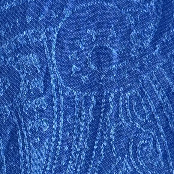 VTG Rafaella Blouse Womens Blue 12 Silk Button Back‎ High Neck Business Classic - Picture 2 of 9